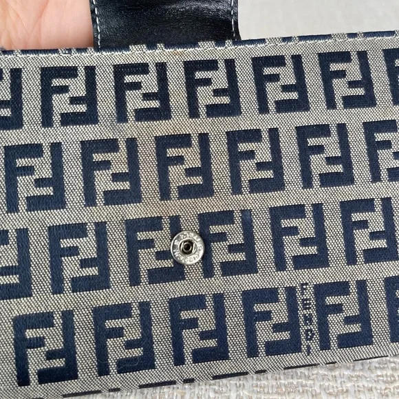 Fendi Zucca Monogram Dark Blue Clutch Wallet - Picture 11 of 12